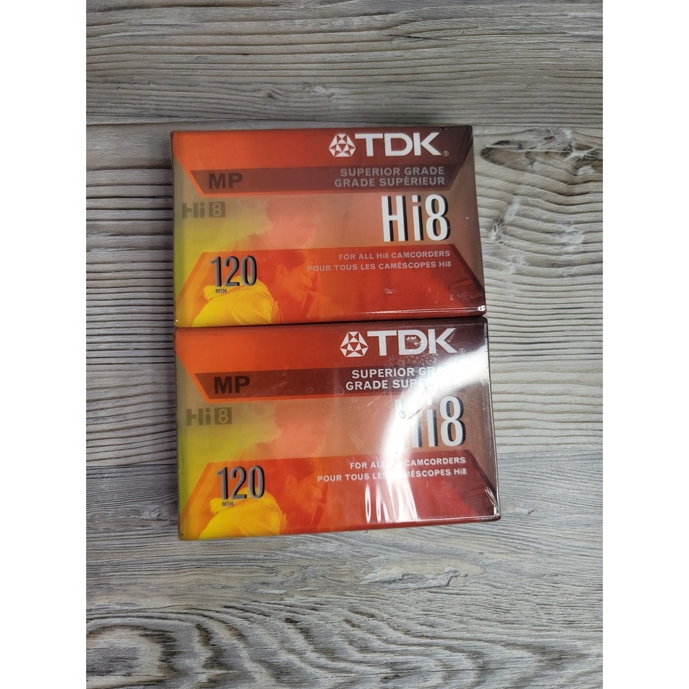Cassette tapes TDK Hi8 set of two sealed 120 minutes each